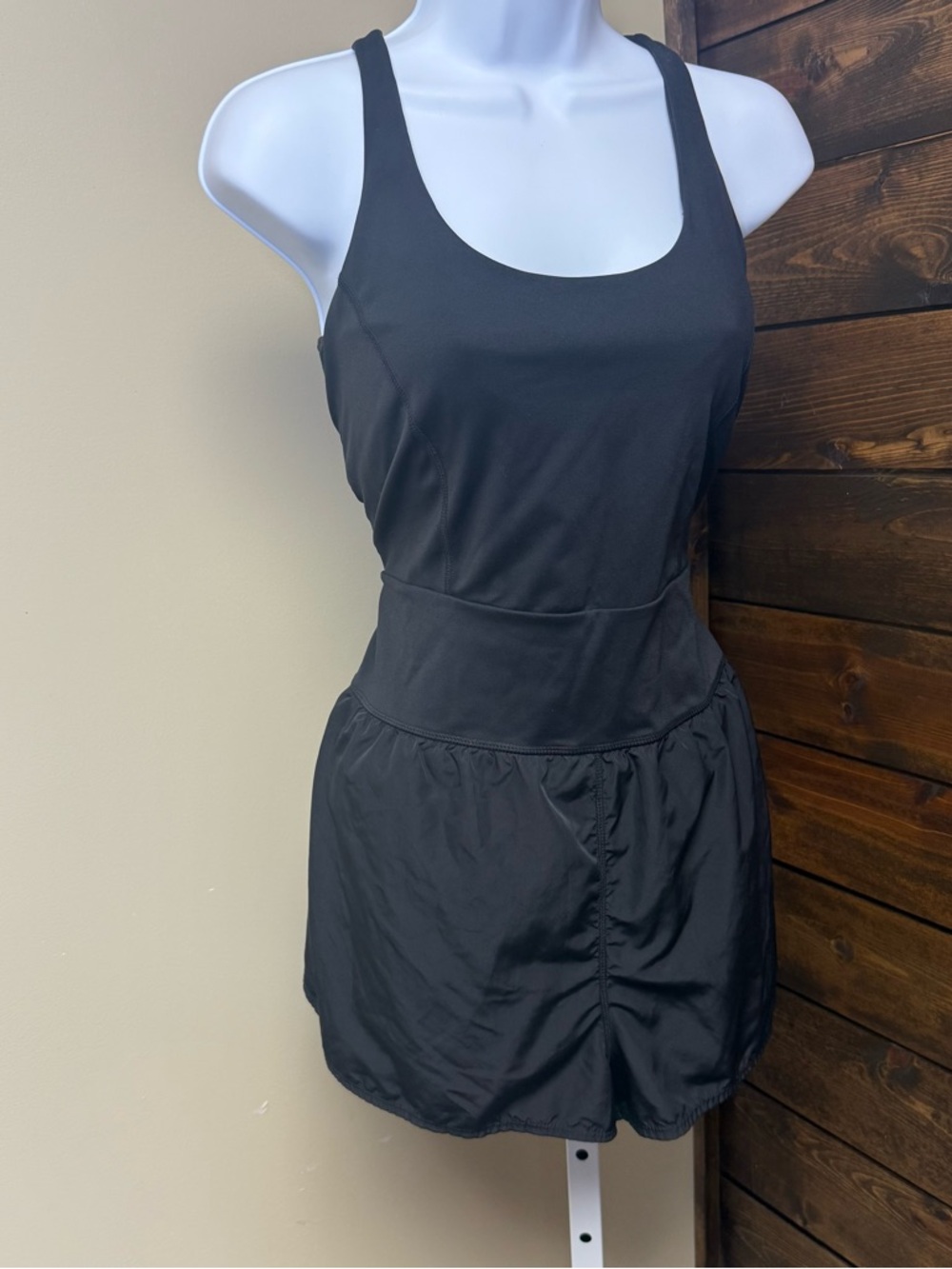 Avia Black Athletic One piece romper running shorts Tank Size L cross back